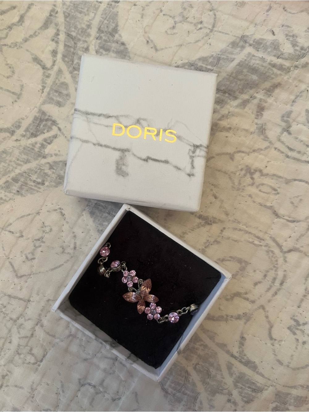 Beautiful Purple/Pink Crystal Floral butterfly Bracelet
